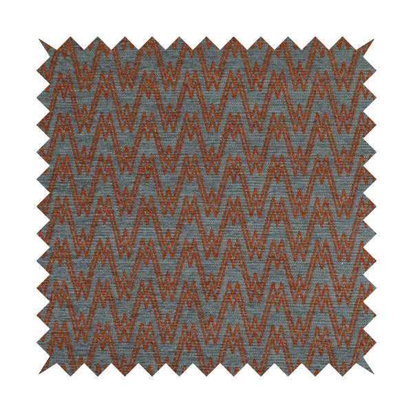 Marlow Woven Designer Chevron Striped Pattern In Grey Orange Interior Fabric JO-373 - Made To Measure Curtains