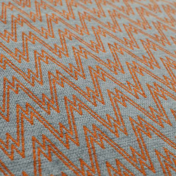 Marlow Woven Designer Chevron Striped Pattern In Grey Orange Interior Fabric JO-373