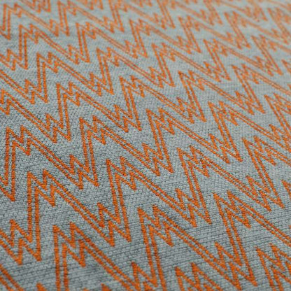 Marlow Woven Designer Chevron Striped Pattern In Grey Orange Interior Fabric JO-373