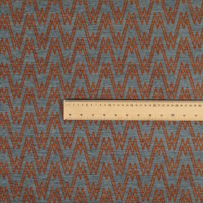 Marlow Woven Designer Chevron Striped Pattern In Grey Orange Interior Fabric JO-373