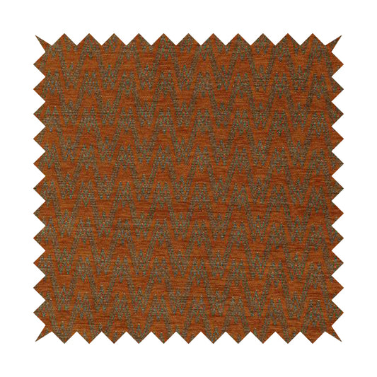 Marlow Woven Designer Chevron Striped Pattern In Orange Grey Interior Fabric JO-373F