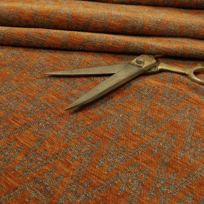 Marlow Woven Designer Chevron Striped Pattern In Orange Grey Interior Fabric JO-373F - Roman Blinds