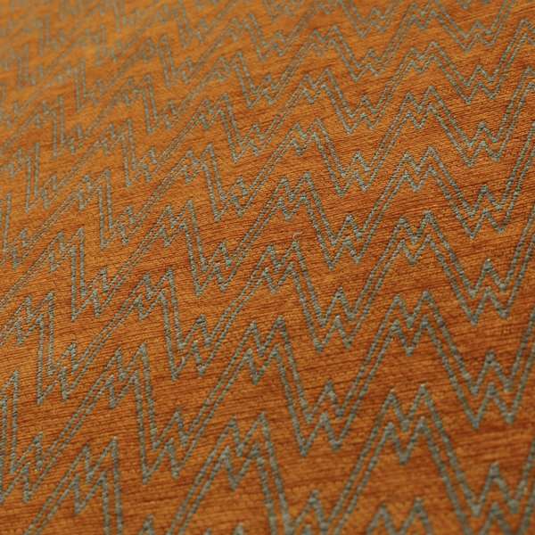 Marlow Woven Designer Chevron Striped Pattern In Orange Grey Interior Fabric JO-373F - Roman Blinds