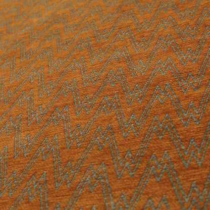 Marlow Woven Designer Chevron Striped Pattern In Orange Grey Interior Fabric JO-373F - Roman Blinds