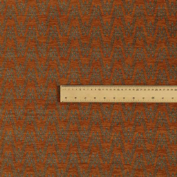 Marlow Woven Designer Chevron Striped Pattern In Orange Grey Interior Fabric JO-373F - Roman Blinds