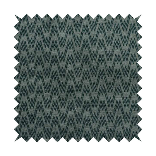 Marlow Woven Designer Chevron Striped Pattern In Grey Teal Interior Fabric JO-374