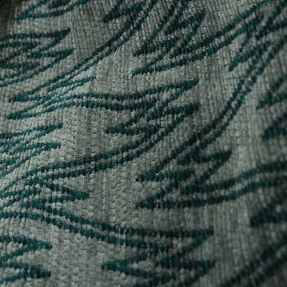 Marlow Woven Designer Chevron Striped Pattern In Grey Teal Interior Fabric JO-374