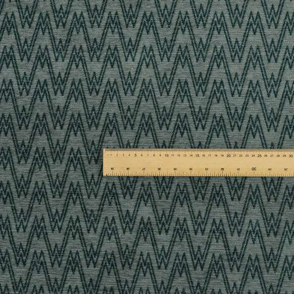 Marlow Woven Designer Chevron Striped Pattern In Grey Teal Interior Fabric JO-374 - Roman Blinds