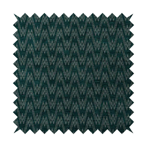 Marlow Woven Designer Chevron Striped Pattern In Teal Grey Interior Fabric JO-374F