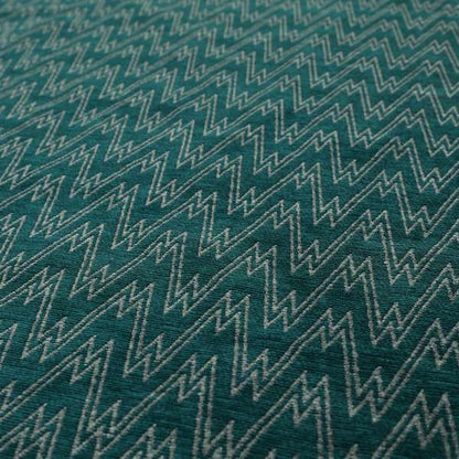 Marlow Woven Designer Chevron Striped Pattern In Teal Grey Interior Fabric JO-374F - Roman Blinds