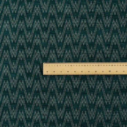 Marlow Woven Designer Chevron Striped Pattern In Teal Grey Interior Fabric JO-374F - Roman Blinds