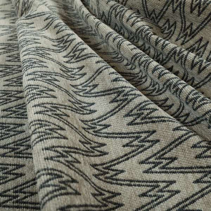 Marlow Woven Designer Chevron Striped Pattern In Brown Black Interior Fabric JO-375 - Roman Blinds