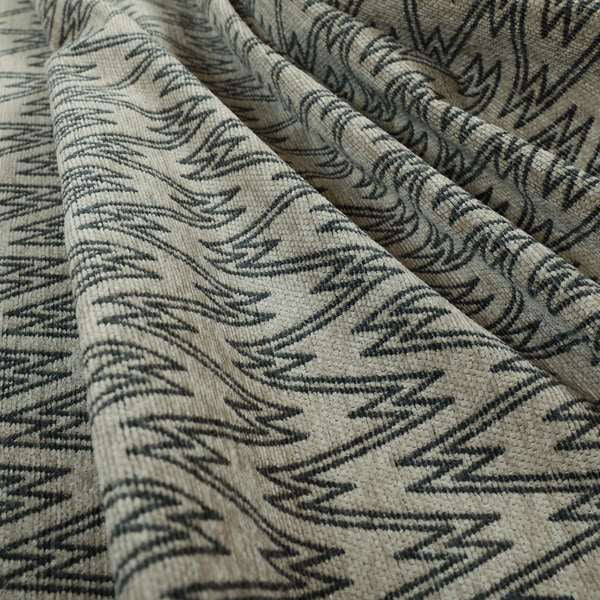 Marlow Woven Designer Chevron Striped Pattern In Brown Black Interior Fabric JO-375 - Made To Measure Curtains