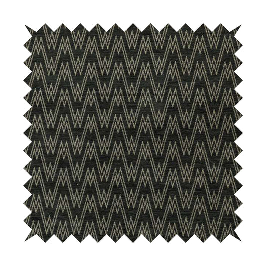 Marlow Woven Designer Chevron Striped Pattern In Black Brown Interior Fabric JO-375F