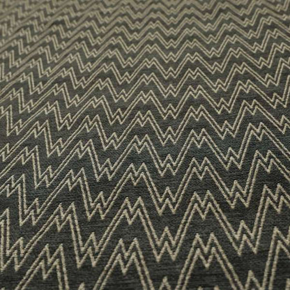 Marlow Woven Designer Chevron Striped Pattern In Black Brown Interior Fabric JO-375F - Roman Blinds