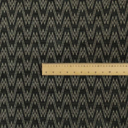 Marlow Woven Designer Chevron Striped Pattern In Black Brown Interior Fabric JO-375F - Roman Blinds