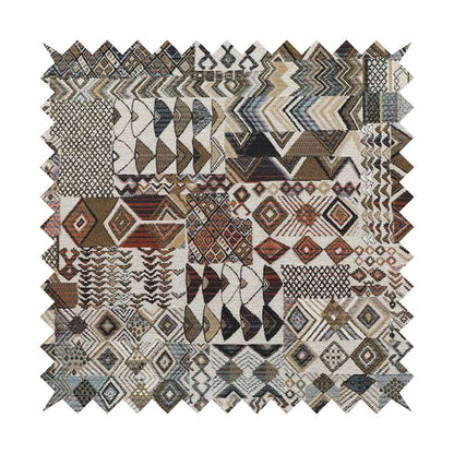 Madagascar African Tribal Inspired Orange Patchwork Small Motifs Pattern Interior Fabrics JO-376 - Handmade Cushions