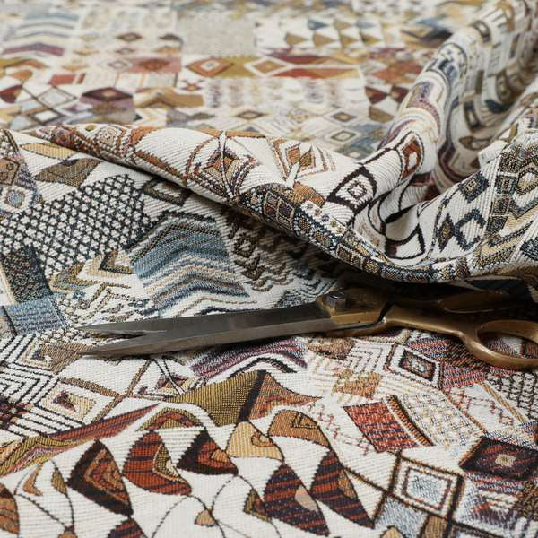 Madagascar African Tribal Inspired Orange Patchwork Small Motifs Pattern Interior Fabrics JO-376 - Handmade Cushions
