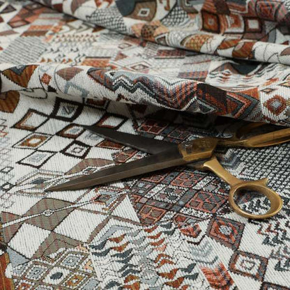 Madagascar African Tribal Inspired Patchwork Small Motifs Pattern Interior Fabrics JO-377 - Made To Measure Curtains