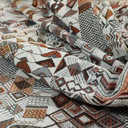 Madagascar African Tribal Inspired Patchwork Small Motifs Pattern Interior Fabrics JO-377 - Made To Measure Curtains