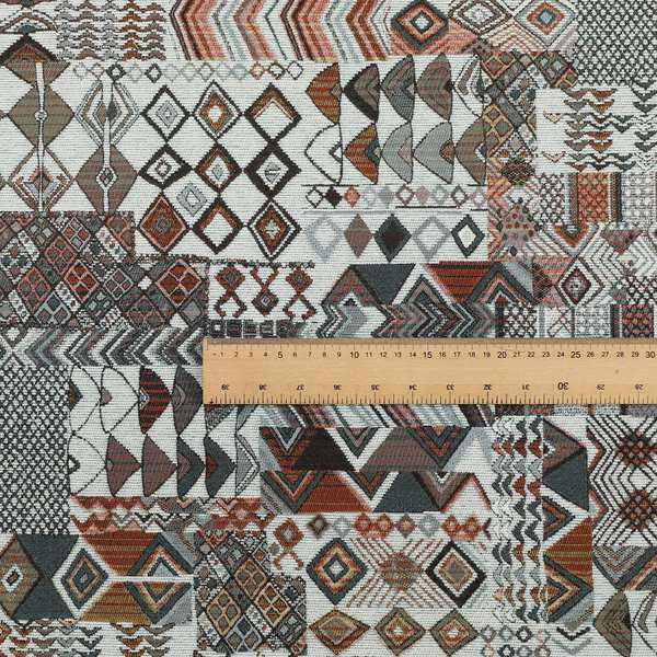 Madagascar African Tribal Inspired Patchwork Small Motifs Pattern Interior Fabrics JO-377 - Made To Measure Curtains