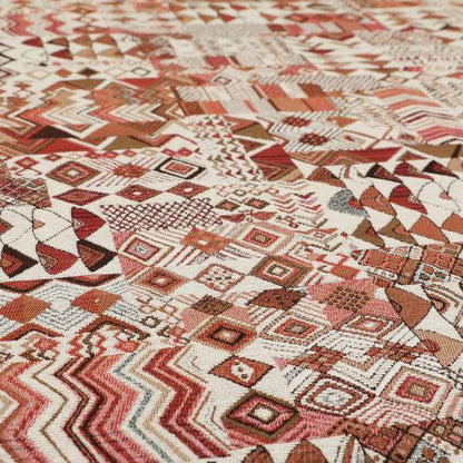 Madagascar African Tribal Inspired Red Patchwork Small Motifs Pattern Interior Fabrics JO-379