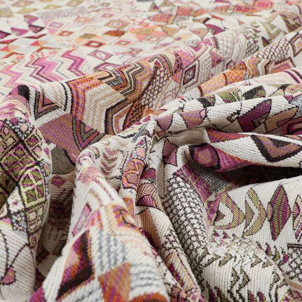 Madagascar African Tribal Inspired Pink Patchwork Small Motifs Pattern Interior Fabrics JO-380 - Handmade Cushions