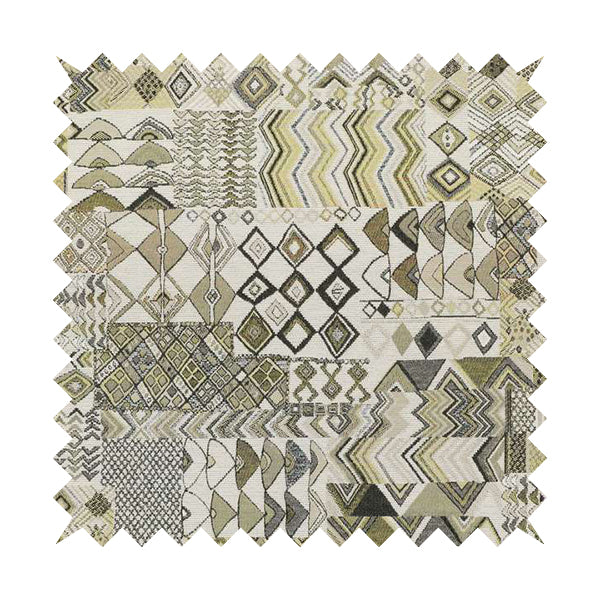 Madagascar African Tribal Inspired Green Patchwork Small Motifs Pattern Interior Fabrics JO-382