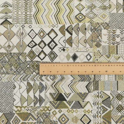 Madagascar African Tribal Inspired Green Patchwork Small Motifs Pattern Interior Fabrics JO-382 - Handmade Cushions