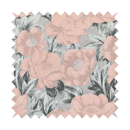 Bloomsbury Floral Pattern Weaves Shiny Pink Peach Quality Furnishing Fabric JO-384 - Roman Blinds