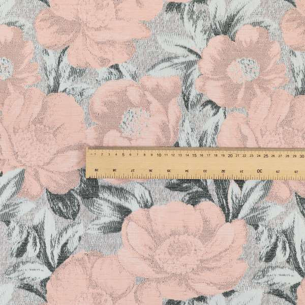 Bloomsbury Floral Pattern Weaves Shiny Pink Peach Quality Furnishing Fabric JO-384