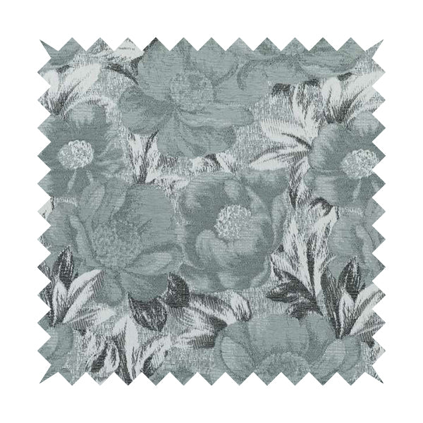 Bloomsbury Floral Pattern Weaves Shiny Grey Quality Furnishing Fabric JO-385 - Roman Blinds