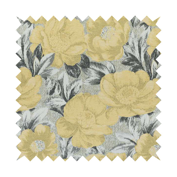 Bloomsbury Floral Pattern Weaves Shiny Yellow Quality Furnishing Fabric JO-386 - Handmade Cushions