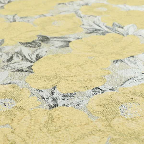 Bloomsbury Floral Pattern Weaves Shiny Yellow Quality Furnishing Fabric JO-386 - Made To Measure Curtains