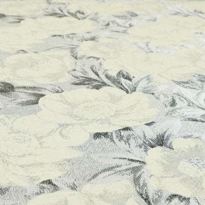 Bloomsbury Floral Pattern Weaves Shiny Cream Quality Furnishing Fabric JO-388 - Roman Blinds