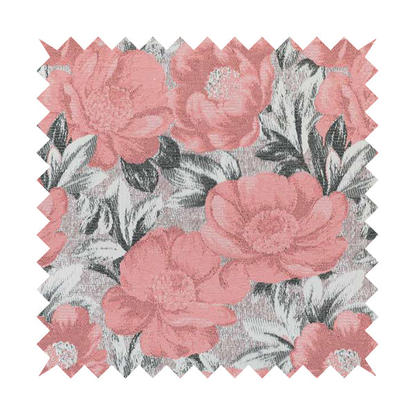 Bloomsbury Floral Pattern Weaves Shiny Rose Pink Quality Furnishing Fabric JO-389 - Roman Blinds