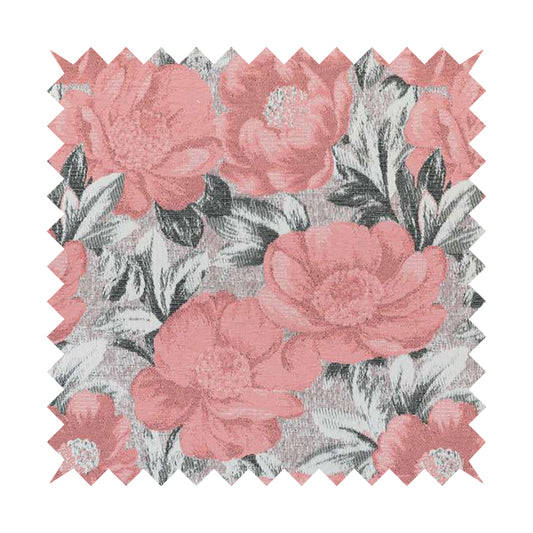 Bloomsbury Floral Pattern Weaves Shiny Rose Pink Quality Furnishing Fabric JO-389