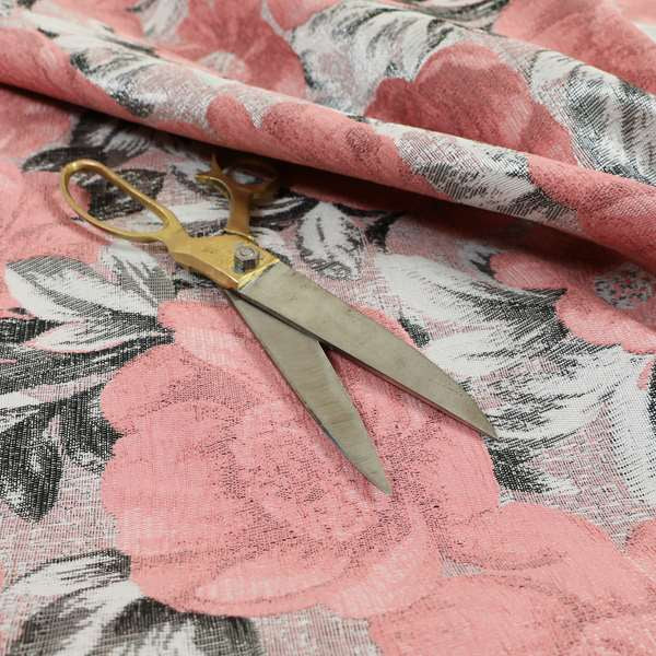 Bloomsbury Floral Pattern Weaves Shiny Rose Pink Quality Furnishing Fabric JO-389 - Roman Blinds