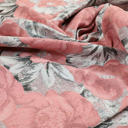 Bloomsbury Floral Pattern Weaves Shiny Rose Pink Quality Furnishing Fabric JO-389 - Roman Blinds