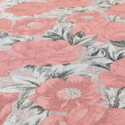 Bloomsbury Floral Pattern Weaves Shiny Rose Pink Quality Furnishing Fabric JO-389 - Roman Blinds