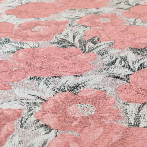 Bloomsbury Floral Pattern Weaves Shiny Rose Pink Quality Furnishing Fabric JO-389