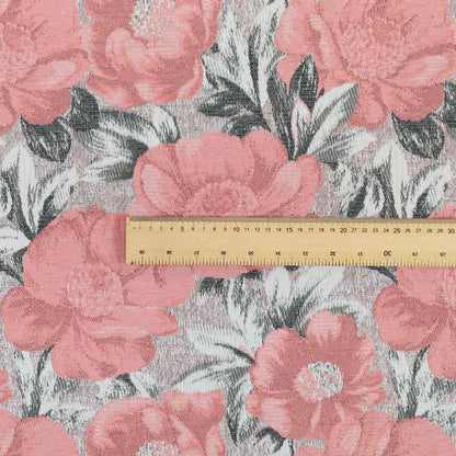 Bloomsbury Floral Pattern Weaves Shiny Rose Pink Quality Furnishing Fabric JO-389 - Roman Blinds