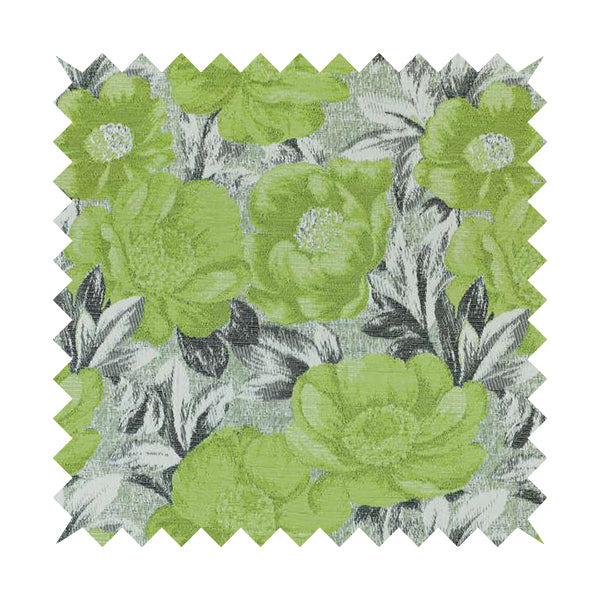 Bloomsbury Floral Pattern Weaves Shiny Green Quality Furnishing Fabric JO-390 - Roman Blinds