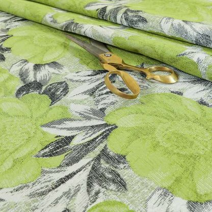 Bloomsbury Floral Pattern Weaves Shiny Green Quality Furnishing Fabric JO-390 - Made To Measure Curtains