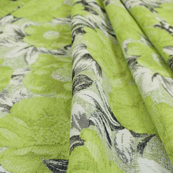 Bloomsbury Floral Pattern Weaves Shiny Green Quality Furnishing Fabric JO-390 - Made To Measure Curtains