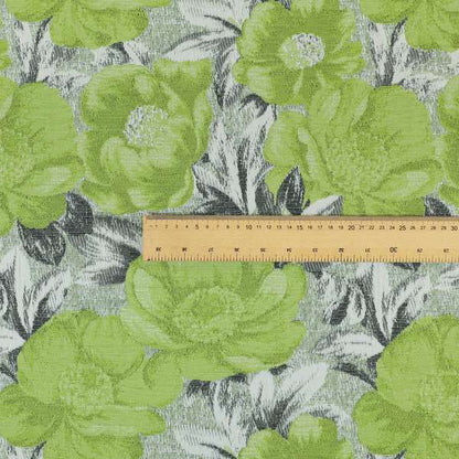 Bloomsbury Floral Pattern Weaves Shiny Green Quality Furnishing Fabric JO-390 - Roman Blinds