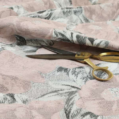 Bloomsbury Floral Pattern Weaves Shiny Pale Pink Quality Furnishing Fabric JO-391 - Roman Blinds