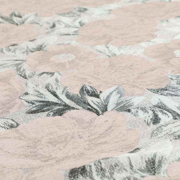 Bloomsbury Floral Pattern Weaves Shiny Pale Pink Quality Furnishing Fabric JO-391 - Roman Blinds