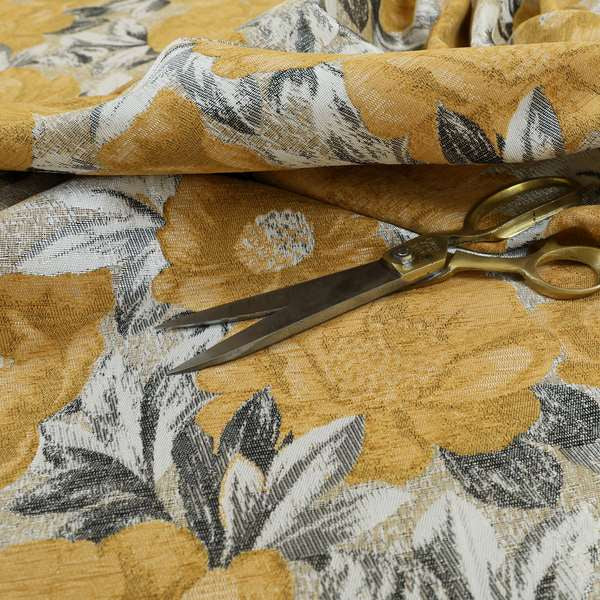 Bloomsbury Floral Pattern Weaves Shiny Golden Orange Quality Furnishing Fabric JO-392 - Handmade Cushions