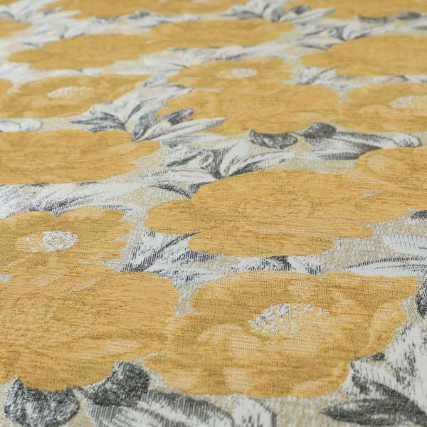 Bloomsbury Floral Pattern Weaves Shiny Golden Orange Quality Furnishing Fabric JO-392